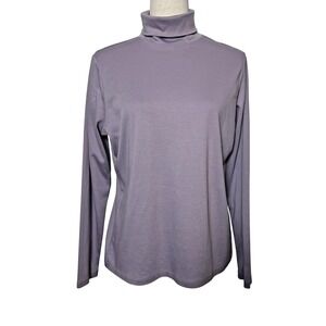 L.L.Bean Turtleneck Shirt Purple Supima Cotton Long Sleeve Layering Womens Large